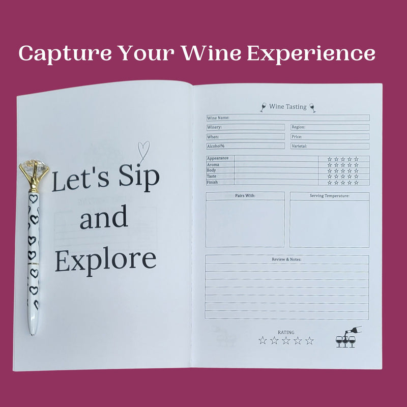 VWA Wine Tasting Journal: Eyelashes and Red LIps-Features: Wine TAG System (Taste, Aroma and General Impressions), Softcover Notebook for Wine Enthusiasts | Portable, Record, Rate, and Remember Your Favorite Wines